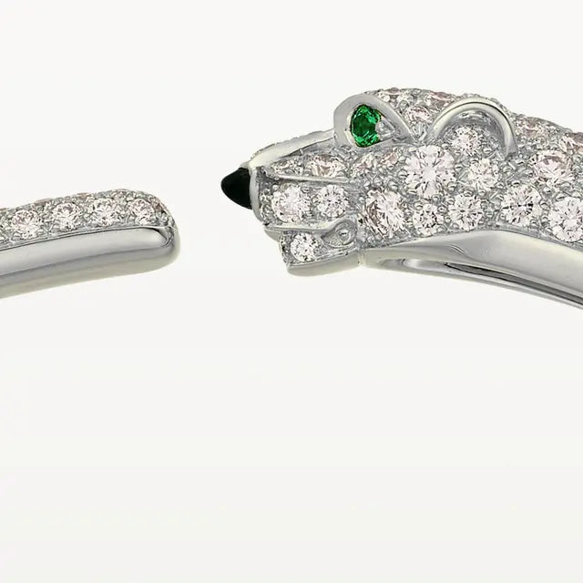 BRACELET PANTHERE PETIT MODELE SEMI PAVE WHITE GOLD
