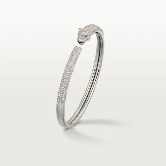 BRACELET PANTHERE PETIT MODELE SEMI PAVE WHITE GOLD