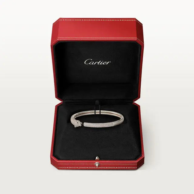 BRACELET PANTHERE PETIT MODELE SEMI PAVE WHITE GOLD