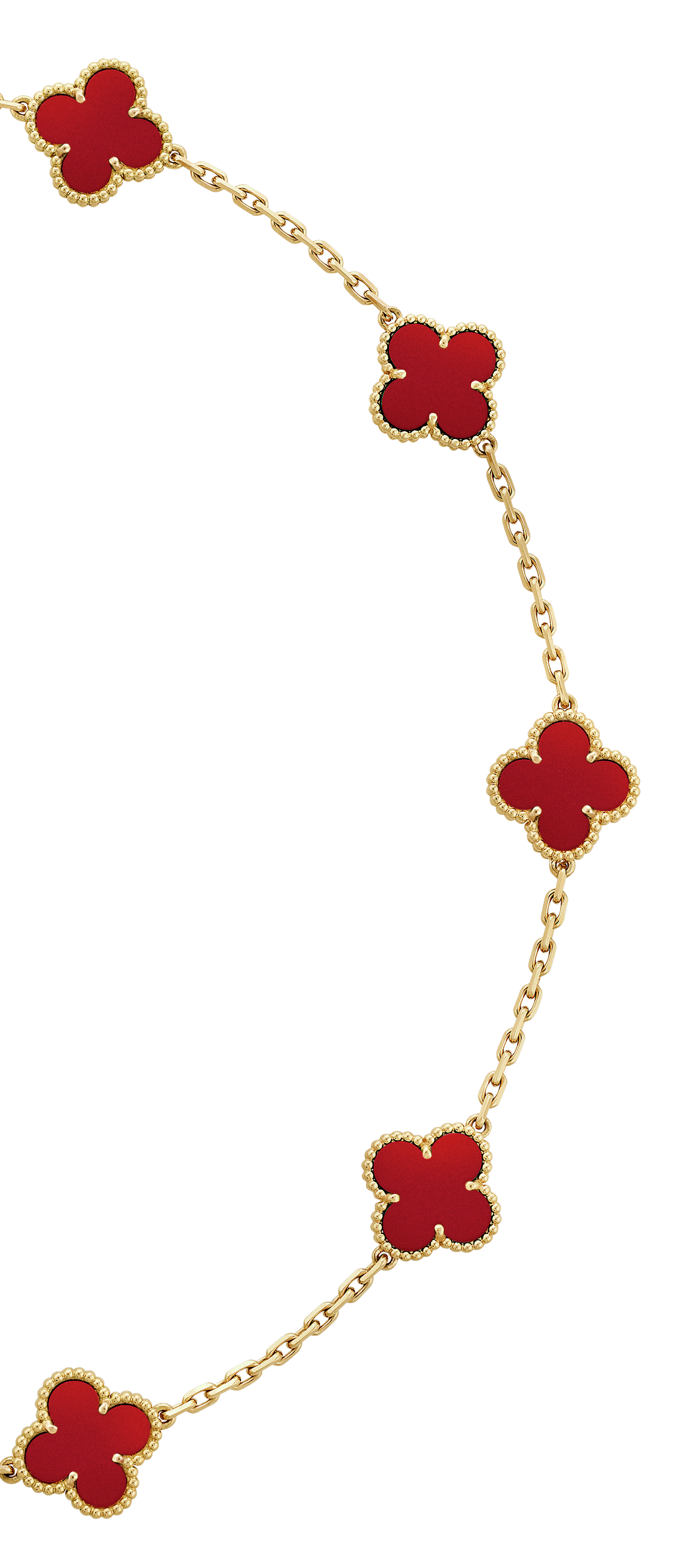 COLLIER VINTAGE ALHAMBRA 7 MOTIFS ROUGE CORNALINE