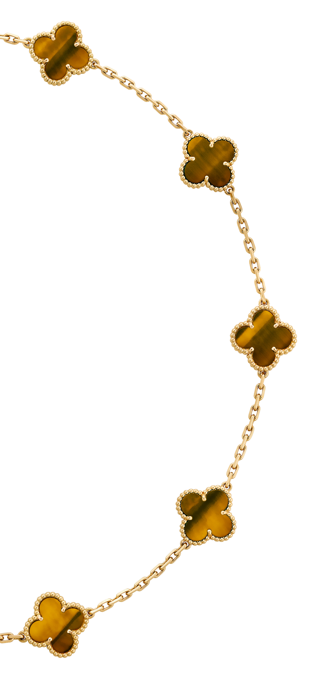 COLLIER VINTAGE ALHAMBRA 7 MOTIFS MARRON TIGER EYE