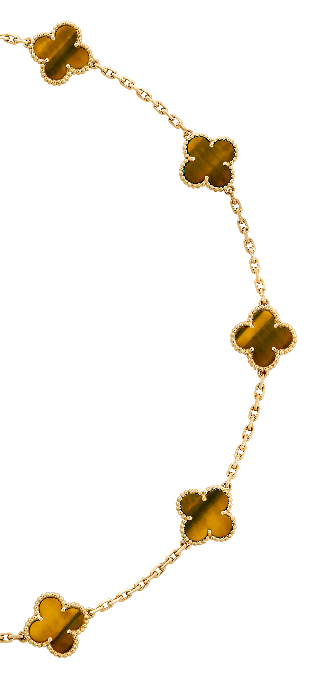 COLLIER VINTAGE ALHAMBRA 7 MOTIFS MARRON TIGER EYE
