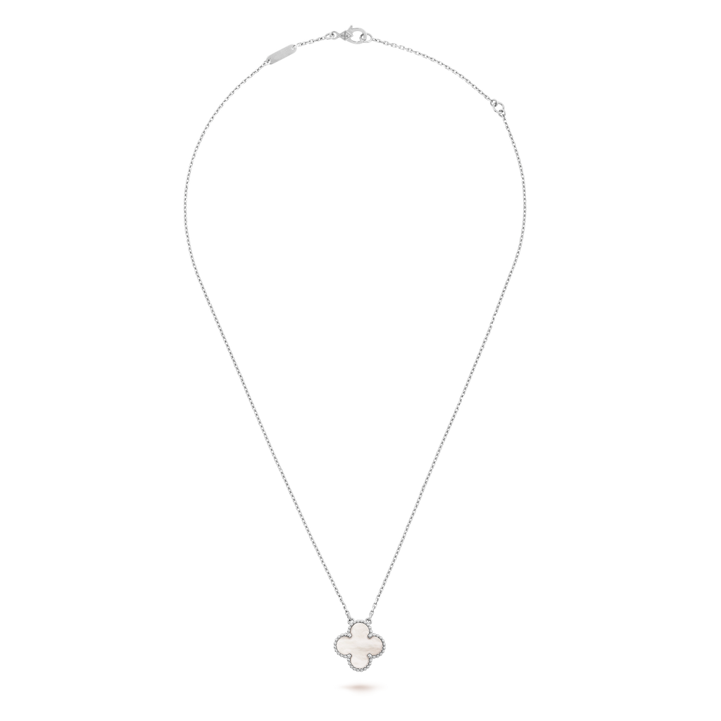 COLLIER PENDENTIF VINATGE ALHAMBRA BLANC MOTHER OF PEARL