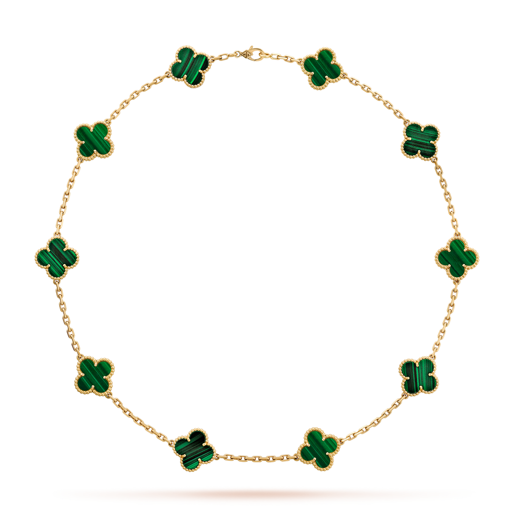 COLLIER VINTAGE ALHAMBRA 7 MOTIFS VERT MALACHITE