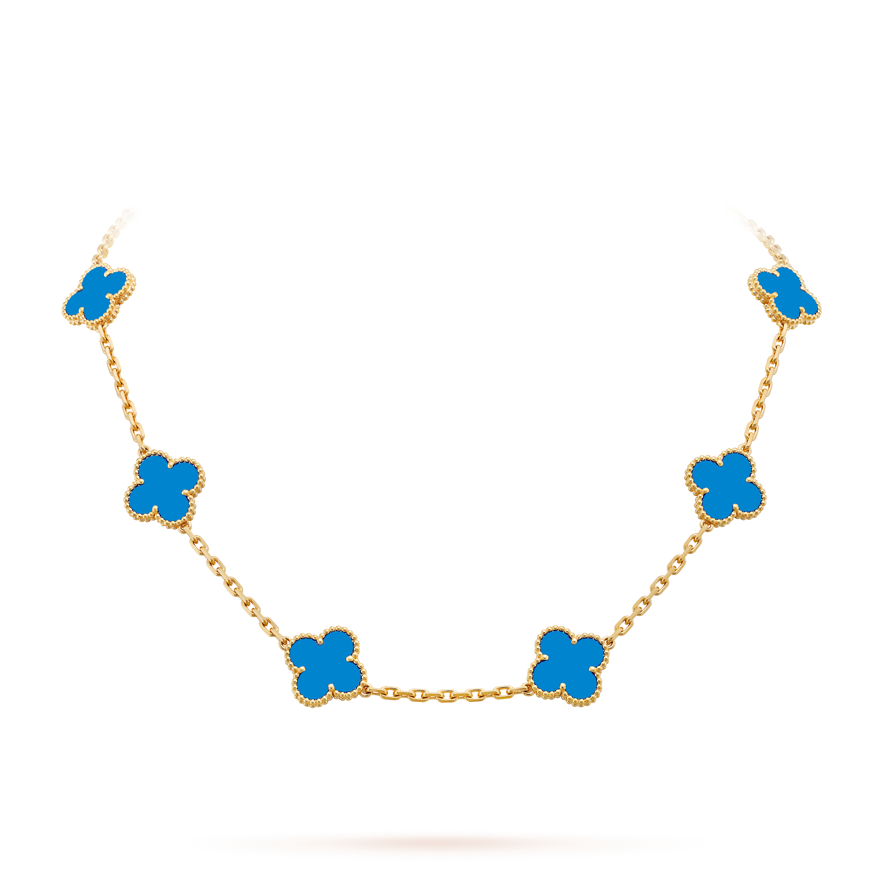 COLLIER VINTAGE ALHAMBRA 7 MOTIFS BLEU CIEL