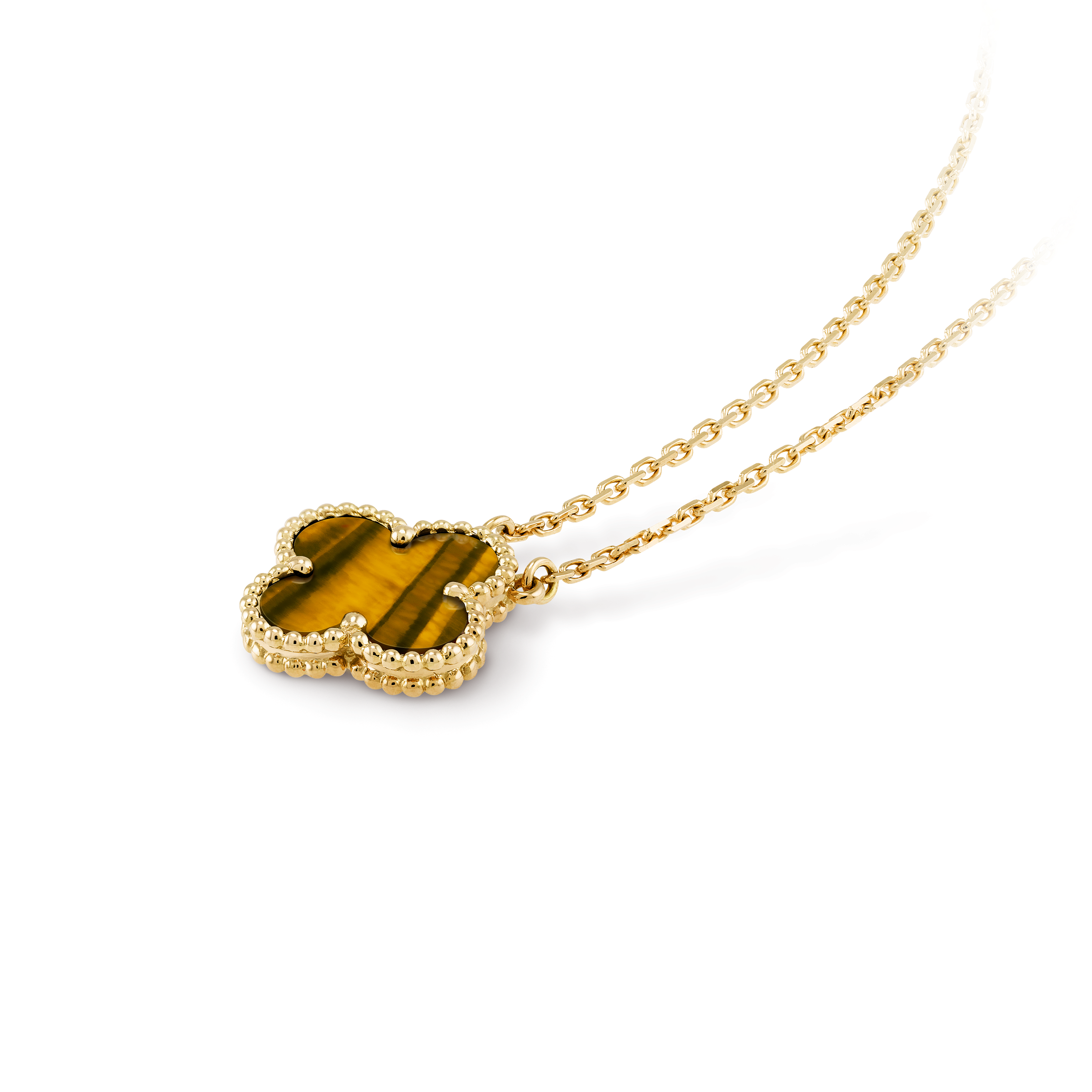 COLLIER PENDENTIF VINATGE ALHAMBRA MARRON TIGER EYE