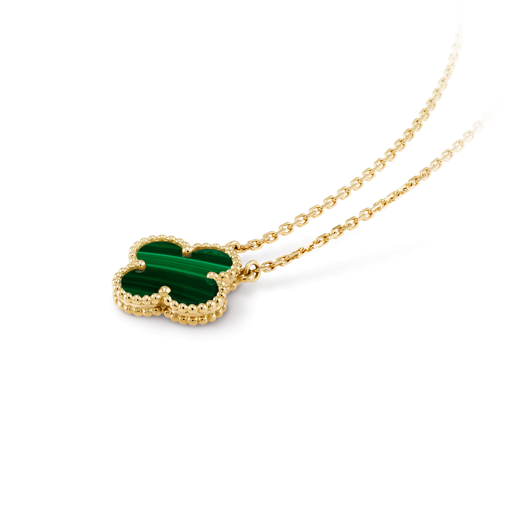 COLLIER PENDENTIF VINATGE ALHAMBRA VERT MALACHITE