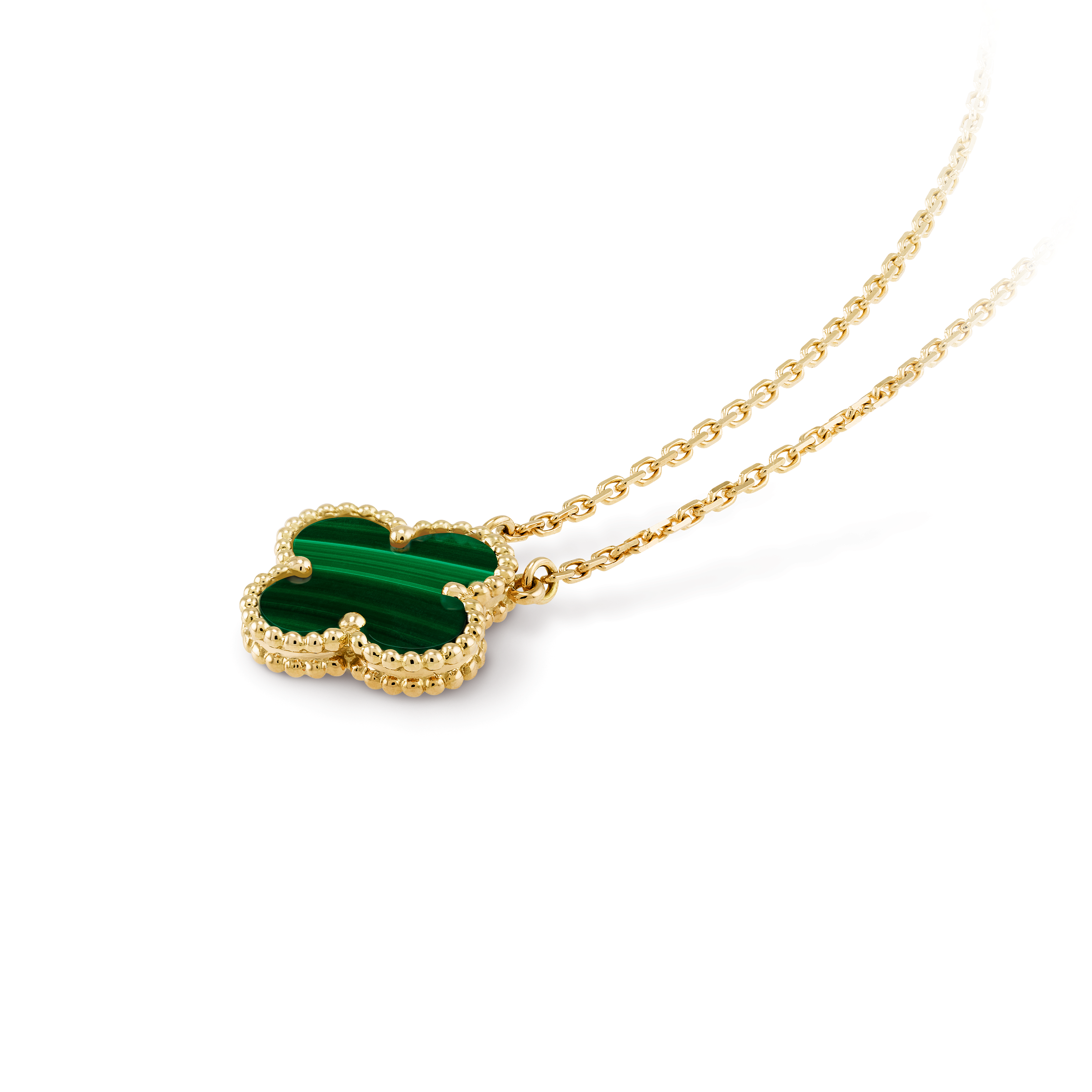 COLLIER PENDENTIF VINATGE ALHAMBRA VERT MALACHITE