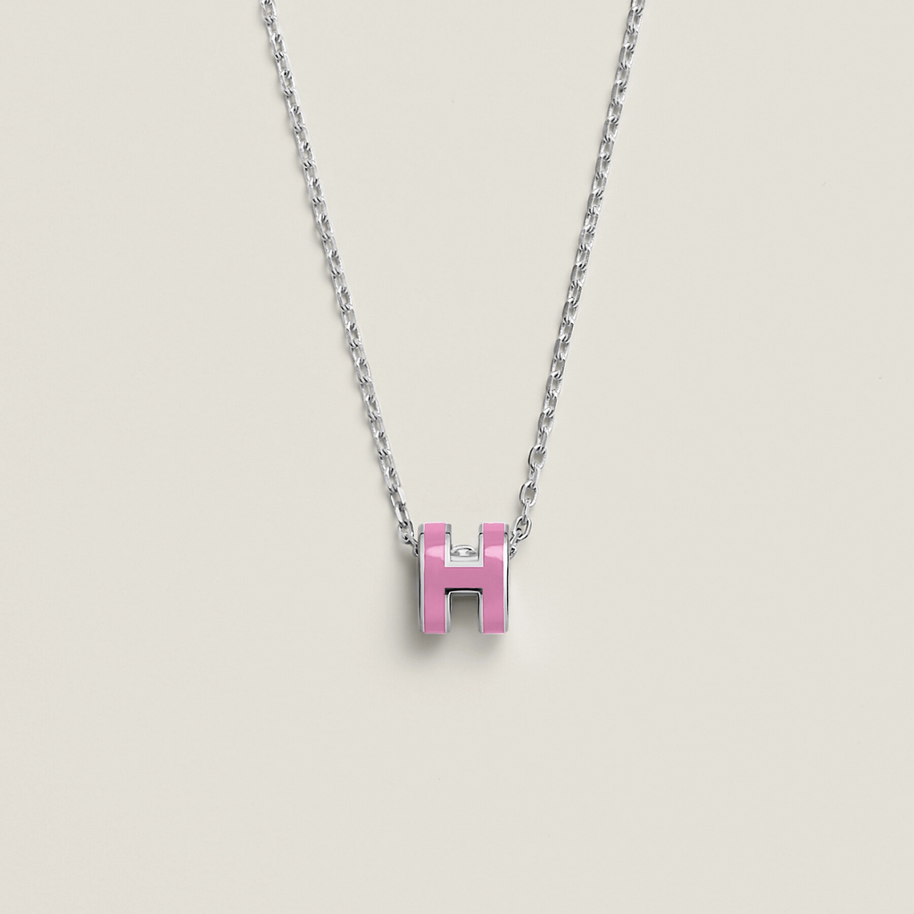 COLLIER PENDENTIF HERMES ROSE BEBE WHITE GOLD