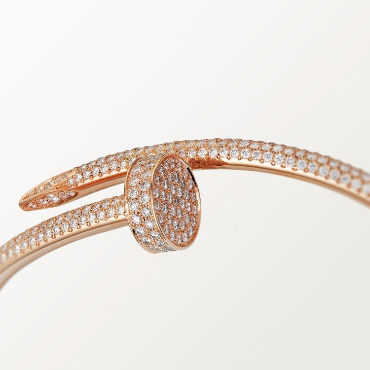 BRACELET CARTIER JUSTE UN CLOU MODÉLE CLASSIQUE SEMI PAVÉ ROSE GOLD