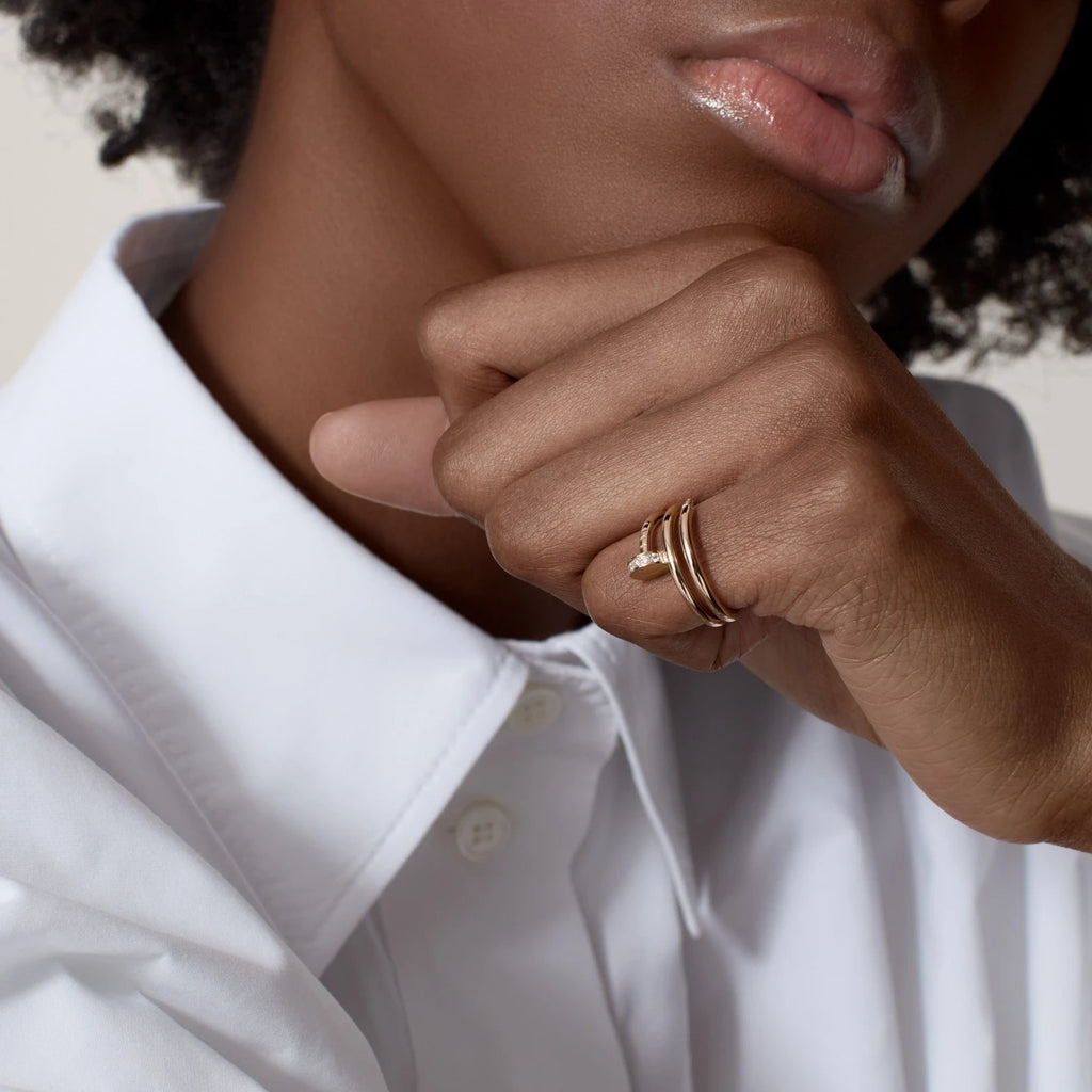 BAGUE CARTIER CLOU DOUBLE TOURS DIAMANTS ROSE GOLD