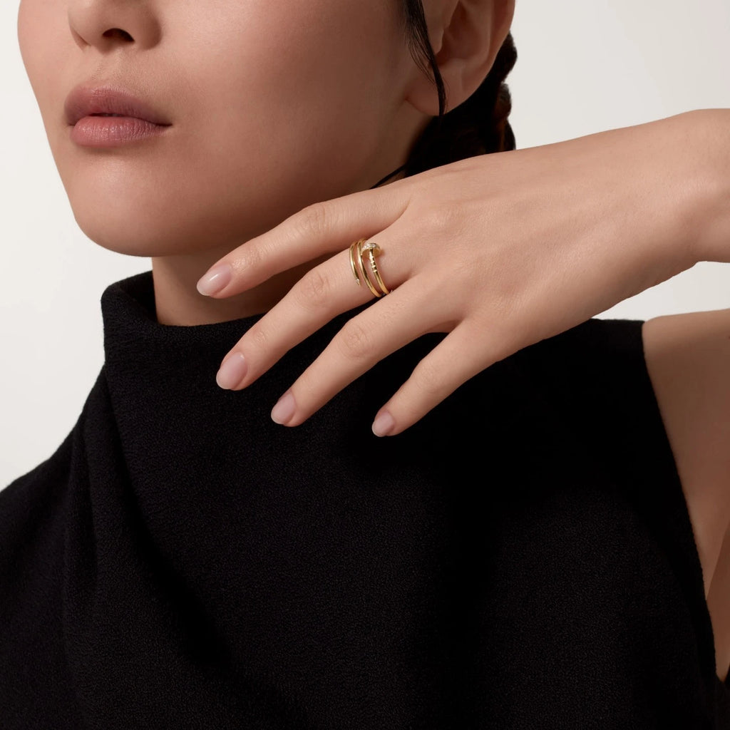 BAGUE CARTIER CLOU DOUBLE TOURS DIAMANTS GOLD