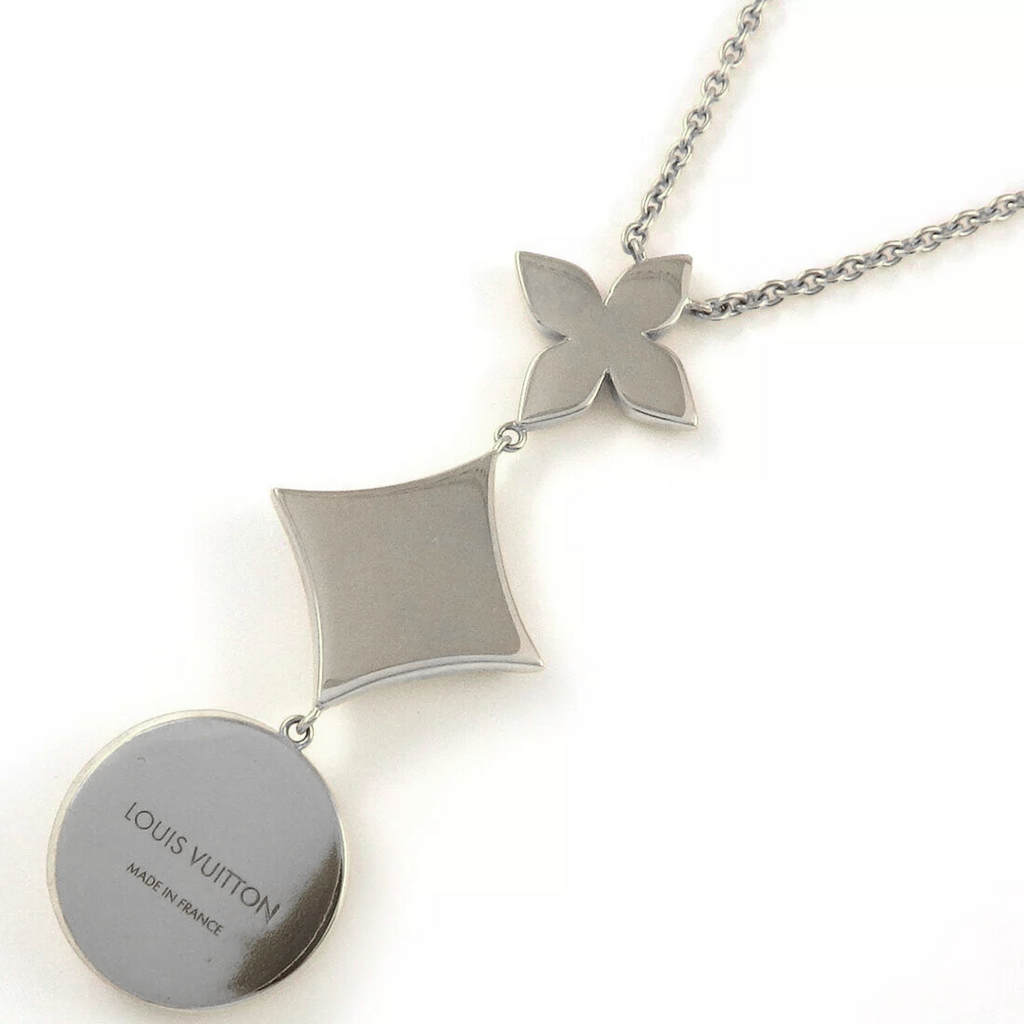 COLLIER LOUIS VUITTON BLOOM LARIAT NACRE BLANC WHITE GOLD