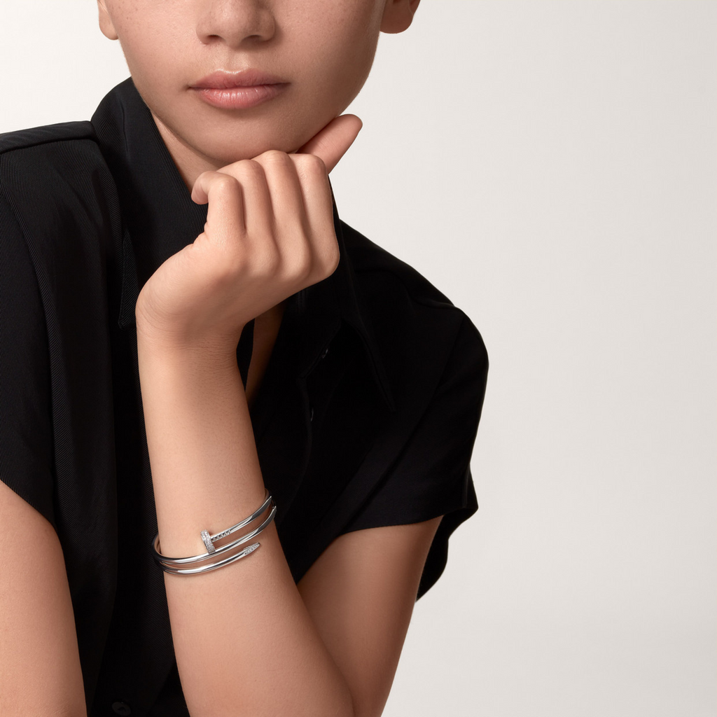 BRACELET CARTIER CLOU DOUBLE TOURS DIAMONDS WHITE GOLD