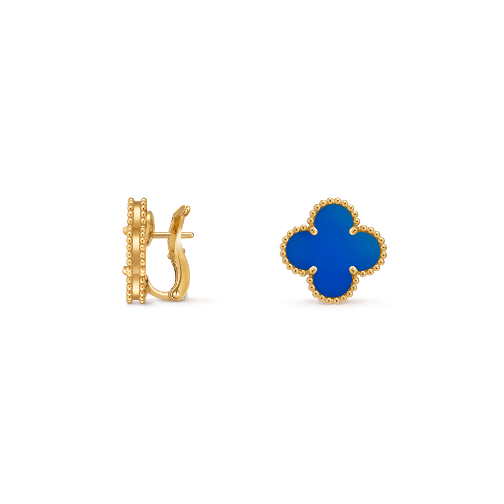BOUCLE VAN CLEEF VINTAGE ALHAMBRA BLEU CIEL