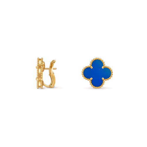 BOUCLE VAN CLEEF VINTAGE ALHAMBRA BLEU CIEL