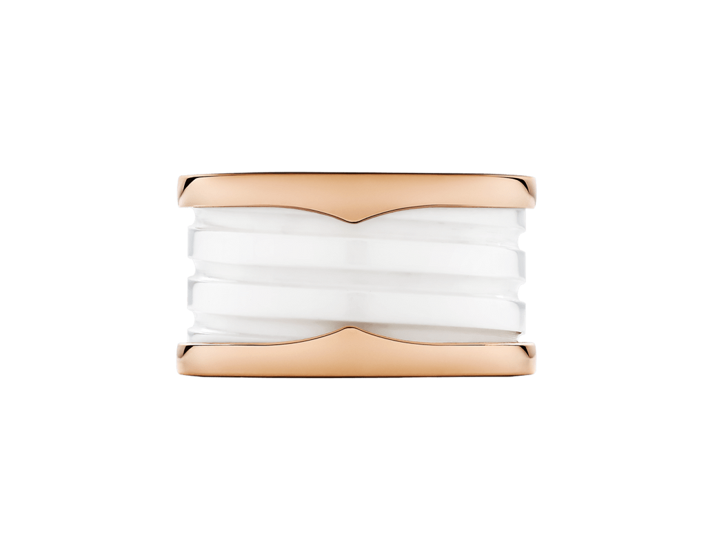 BAGUE BVLGARI B.ZERO1 CERAMIC BLANC ROSE GOLD