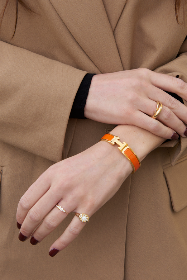 BRACELET HERMES CLIC H ORANGE FRUITE DOREE