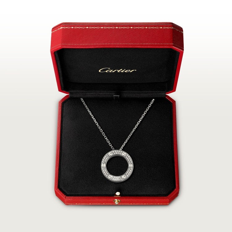 COLLIER CARTIER PENDENTIF LOVE PAVÉ WHITE GOLD