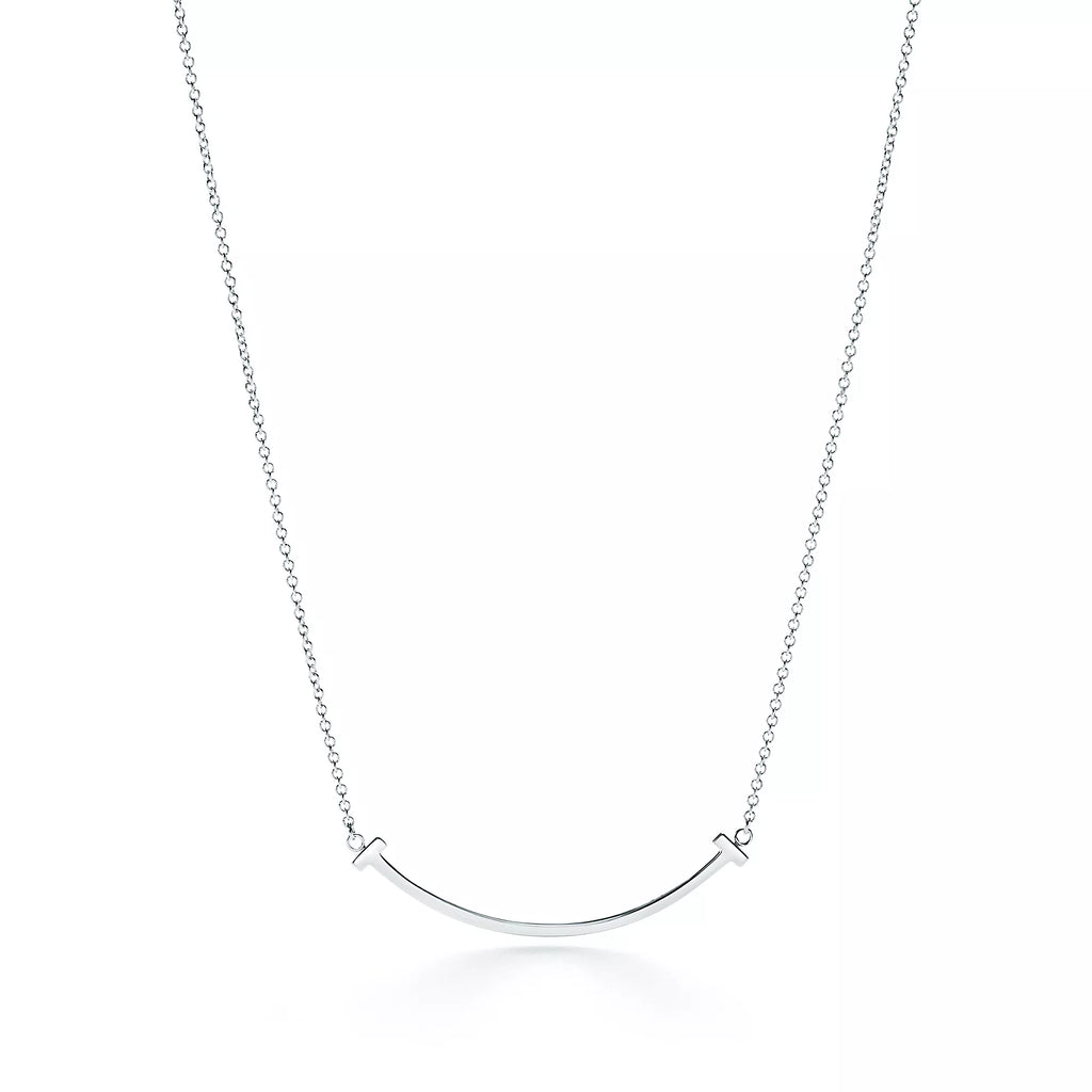 COLLIER TIFFANY & CO T PENDENTIF SMILE WHITE GOLD