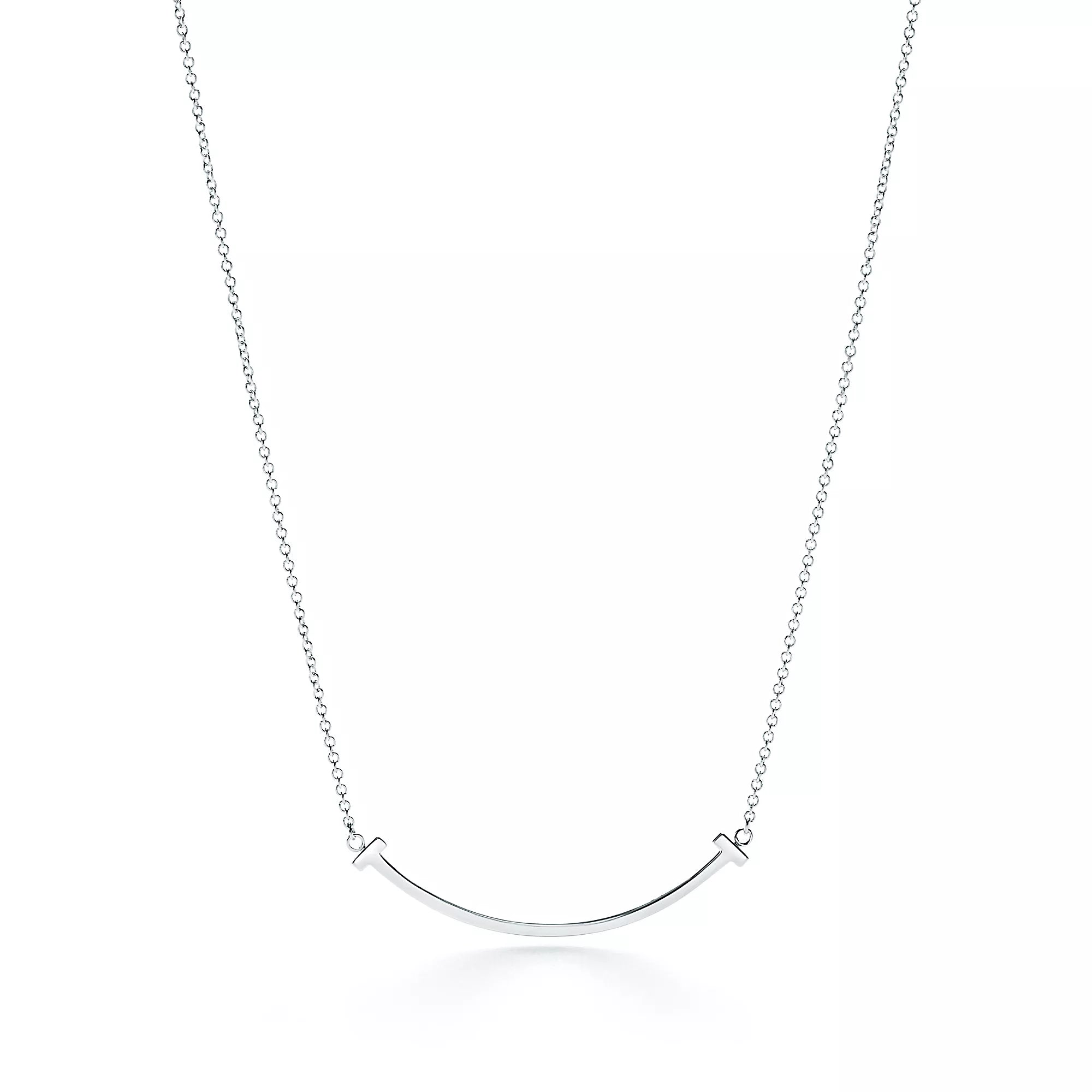 COLLIER TIFFANY & CO T PENDENTIF SMILE WHITE GOLD