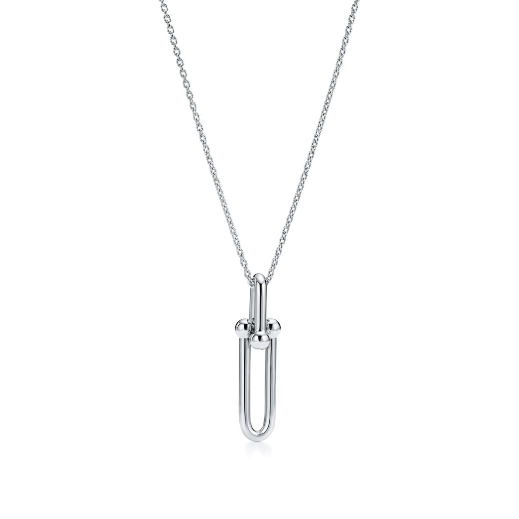 COLLIER TIFFANY & CO HARDWEAR PENDETIF A MAILLONS ALLONGES WHITE-GOLD