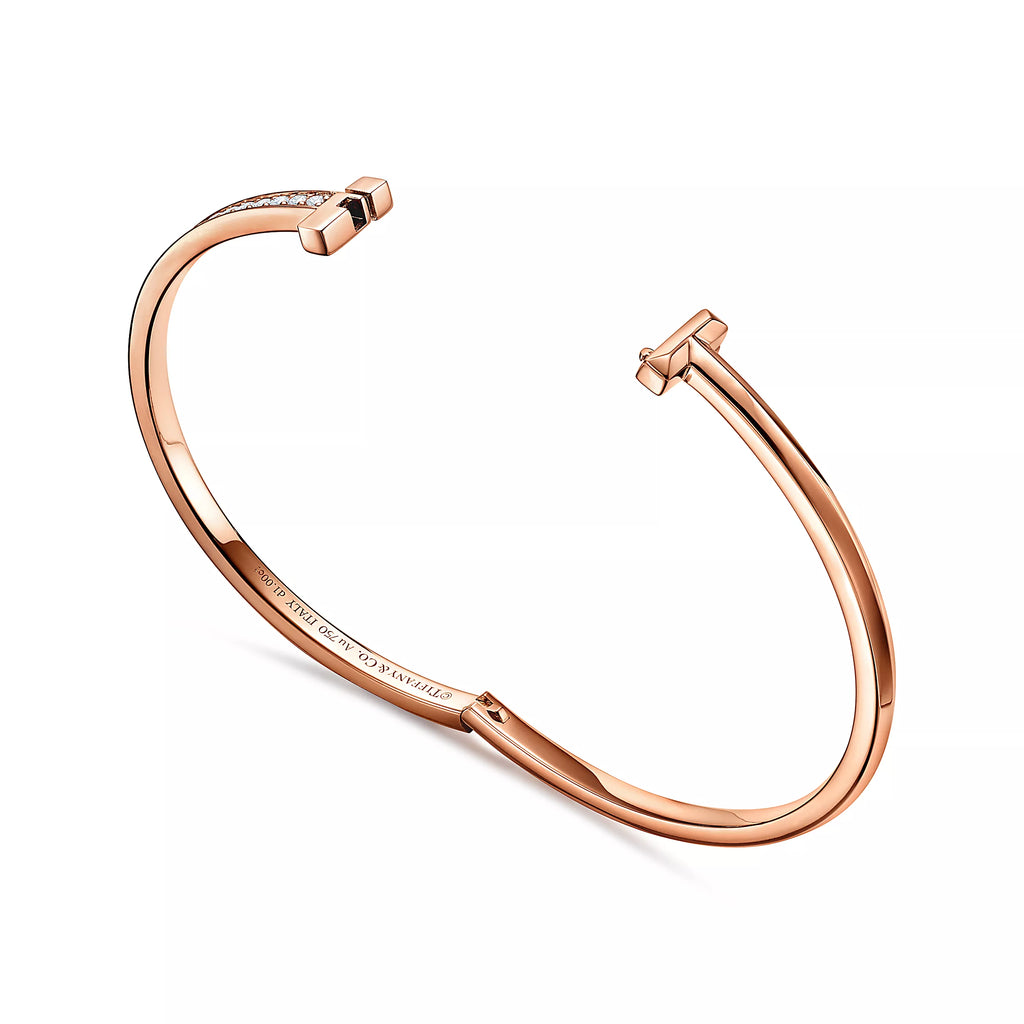 BRACELET TIFFANY & CO T JONC À CHARNIÈRE ÉTROITE ROSE GOLD