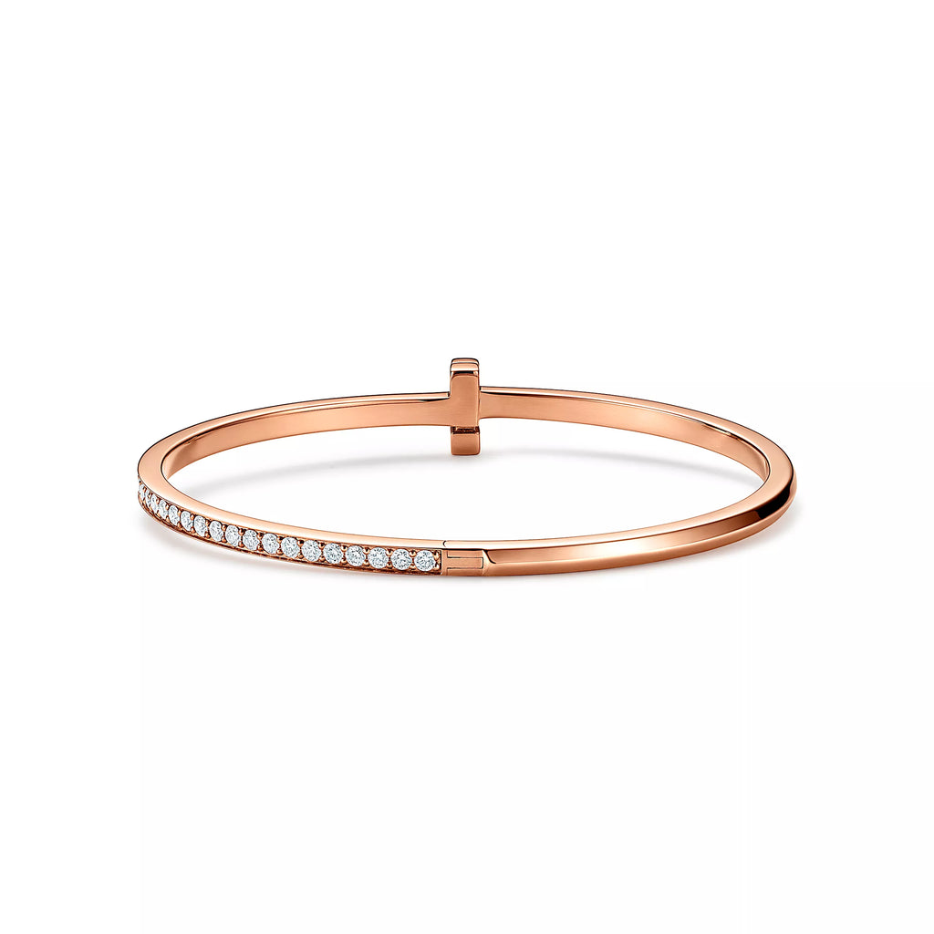 BRACELET TIFFANY & CO T JONC À CHARNIÈRE ÉTROITE ROSE GOLD