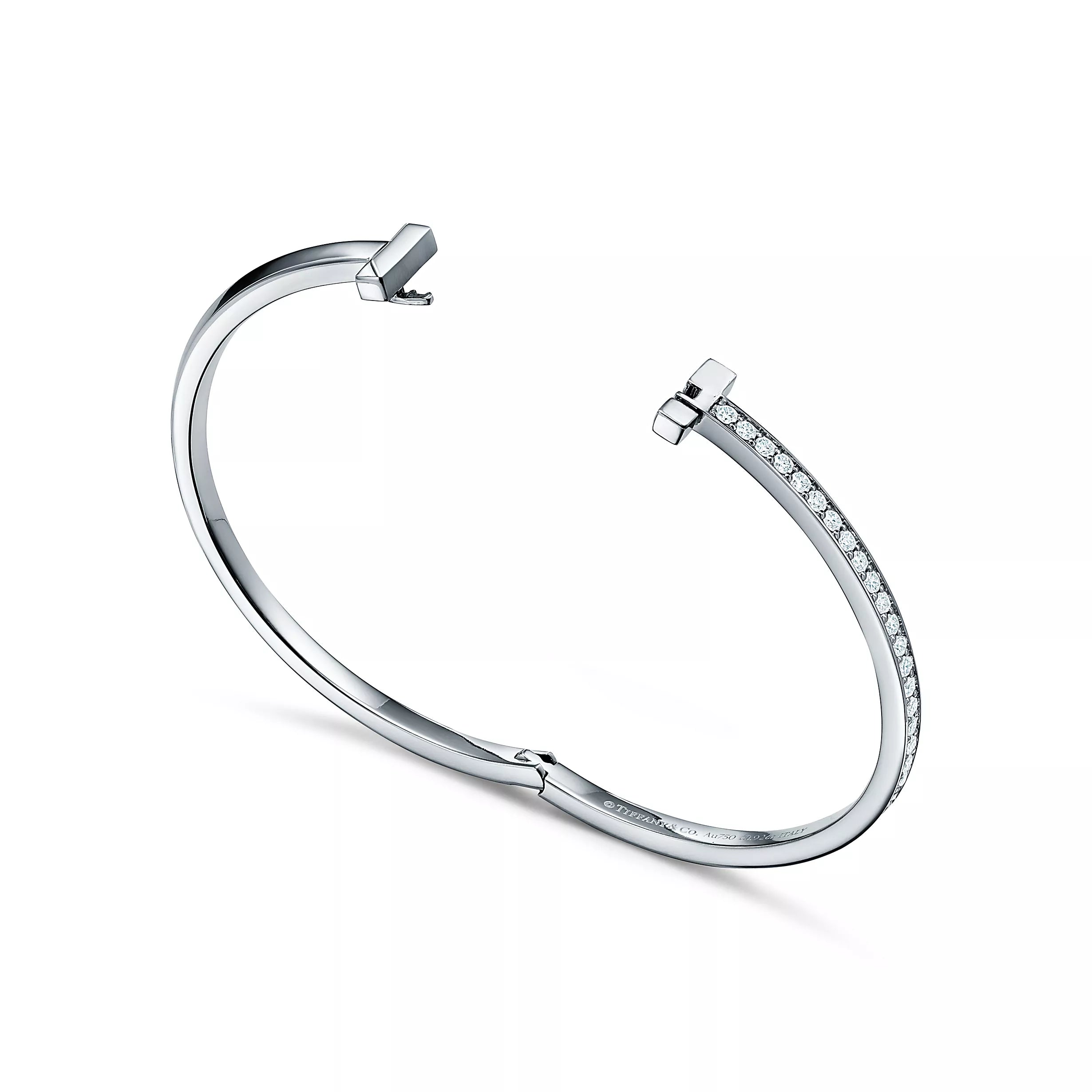 BRACELET TIFFANY & CO T JONC À CHARNIÈRE ÉTROITE WHITE GOLD