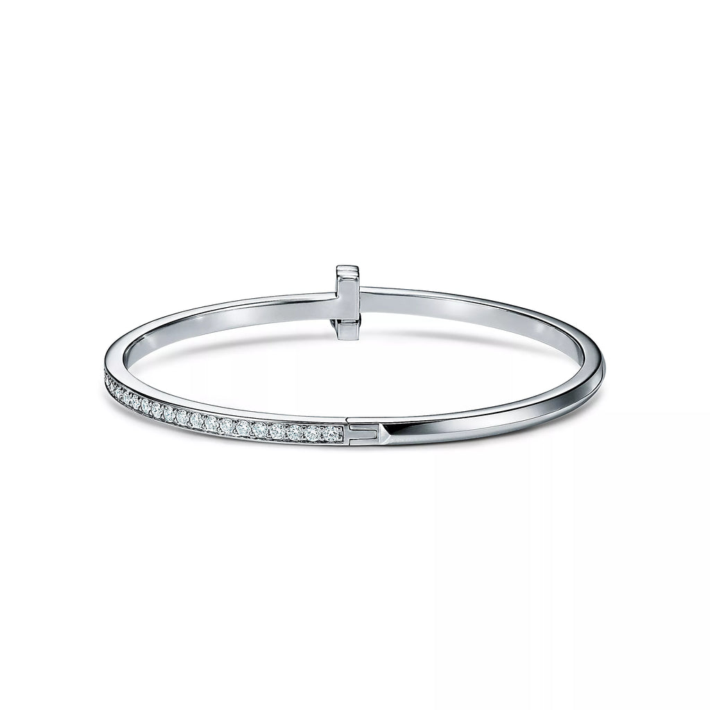 BRACELET TIFFANY & CO T JONC À CHARNIÈRE ÉTROITE WHITE GOLD