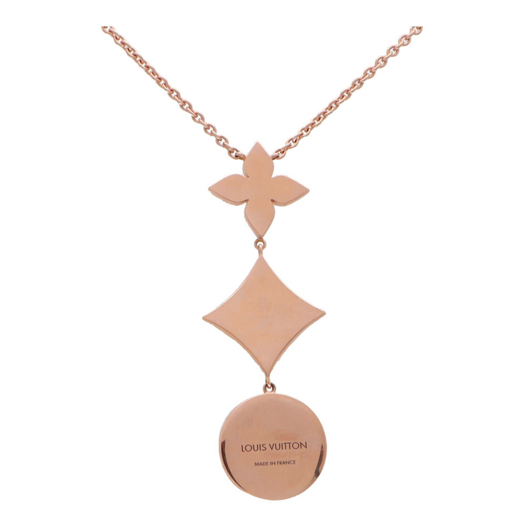 COLLIER LOUIS VUITTON BLOOM LARIAT NACRE BLANC ROSE GOLD
