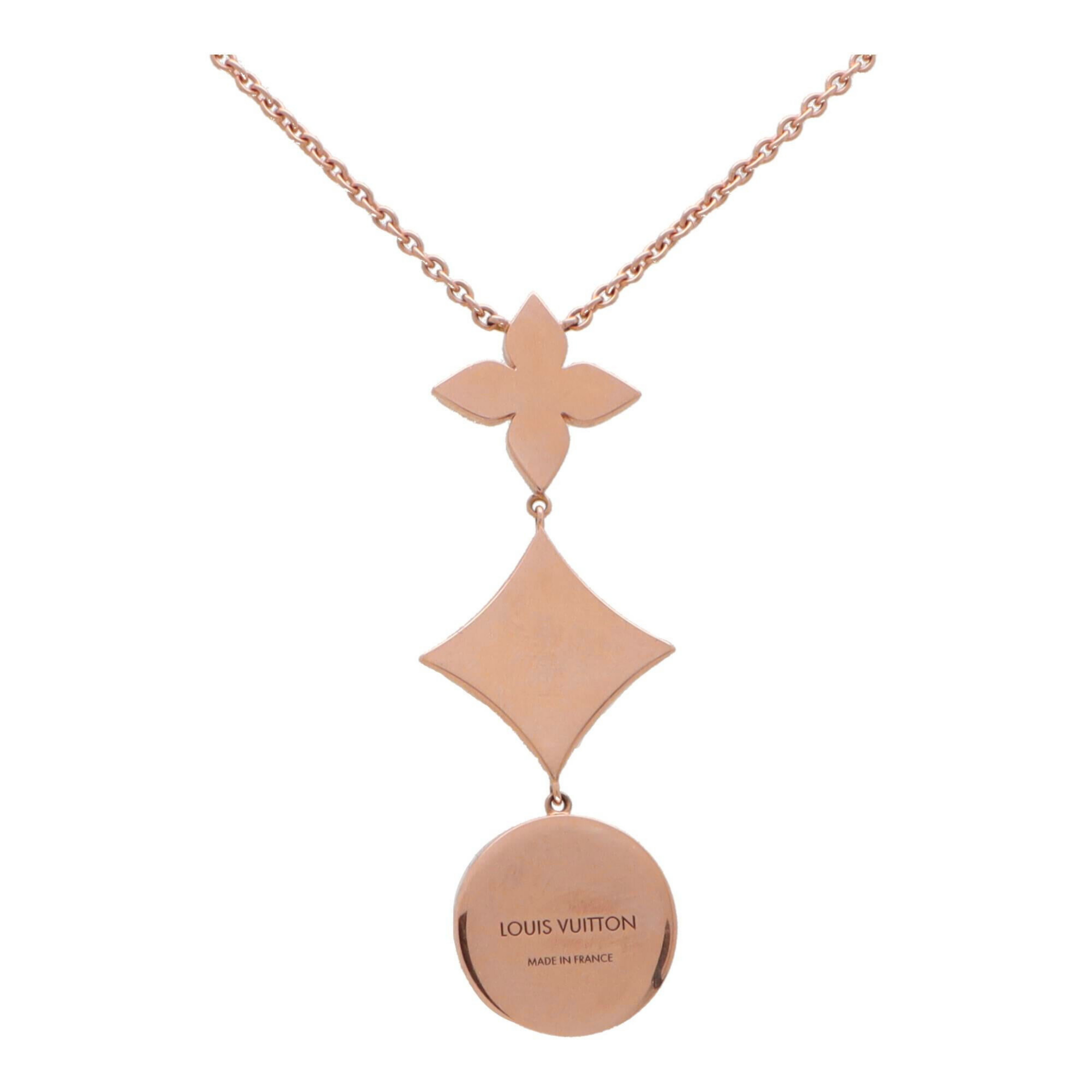 COLLIER LOUIS VUITTON BLOOM LARIAT NACRE BLANC ROSE GOLD