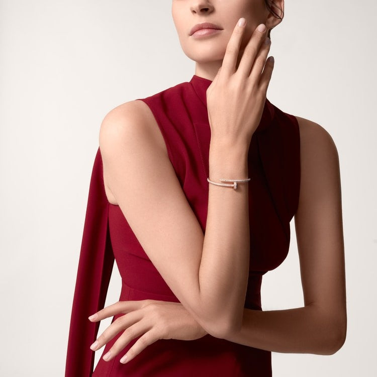 BRACELET CARTIER JUSTE UN CLOU MODÉLE CLASSIQUE SEMI PAVÉ ROSE GOLD