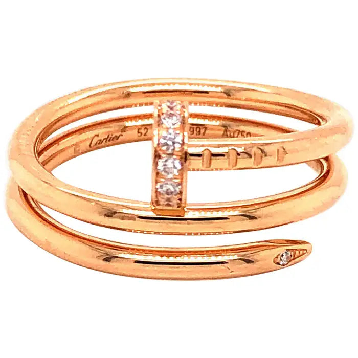 BAGUE CARTIER CLOU DOUBLE TOURS DIAMANTS ROSE GOLD