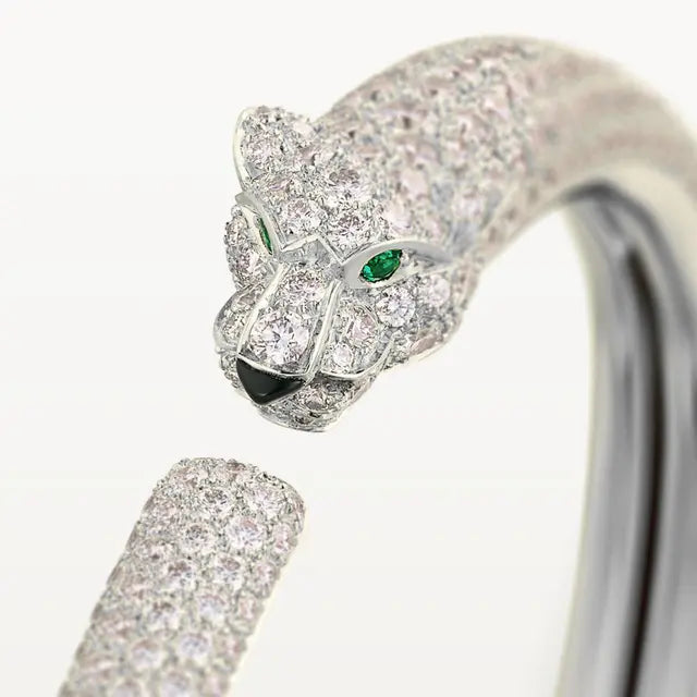 BRACELET PANTHERE PETIT MODELE SEMI PAVE WHITE GOLD
