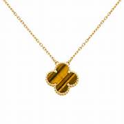 COLLIER PENDENTIF VINATGE ALHAMBRA MARRON TIGER EYE