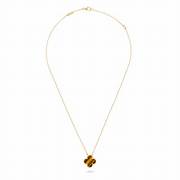 COLLIER PENDENTIF VINATGE ALHAMBRA MARRON TIGER EYE
