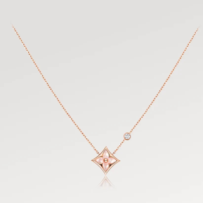 STAR PINK MOP 1 DIAMOND PINK GOLD NECKLACE