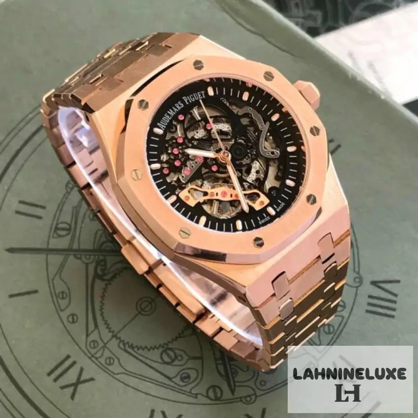 Audemars Piguet Royal Oak Rose Double Balance Wheel Openwork Skeleton Dial Automatic