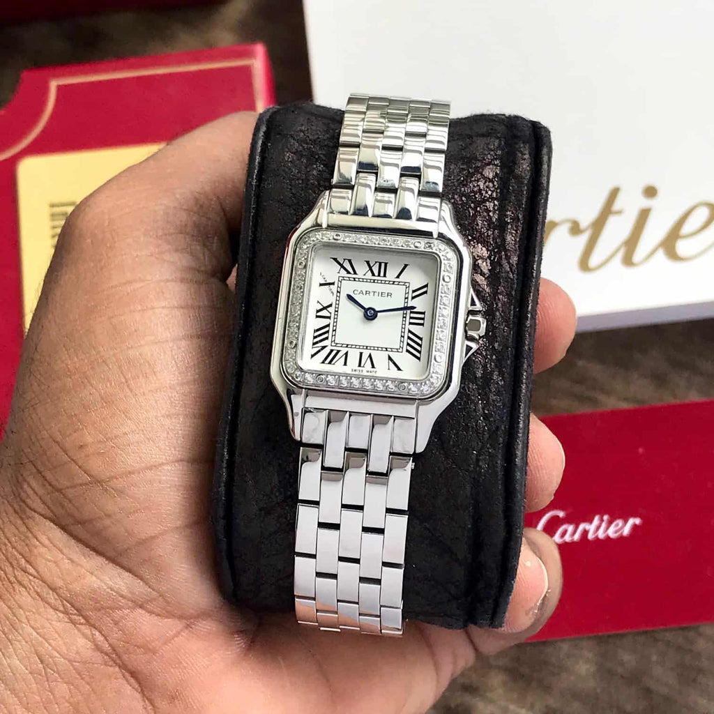 Cartier De Panthere Silver White Dial Premium