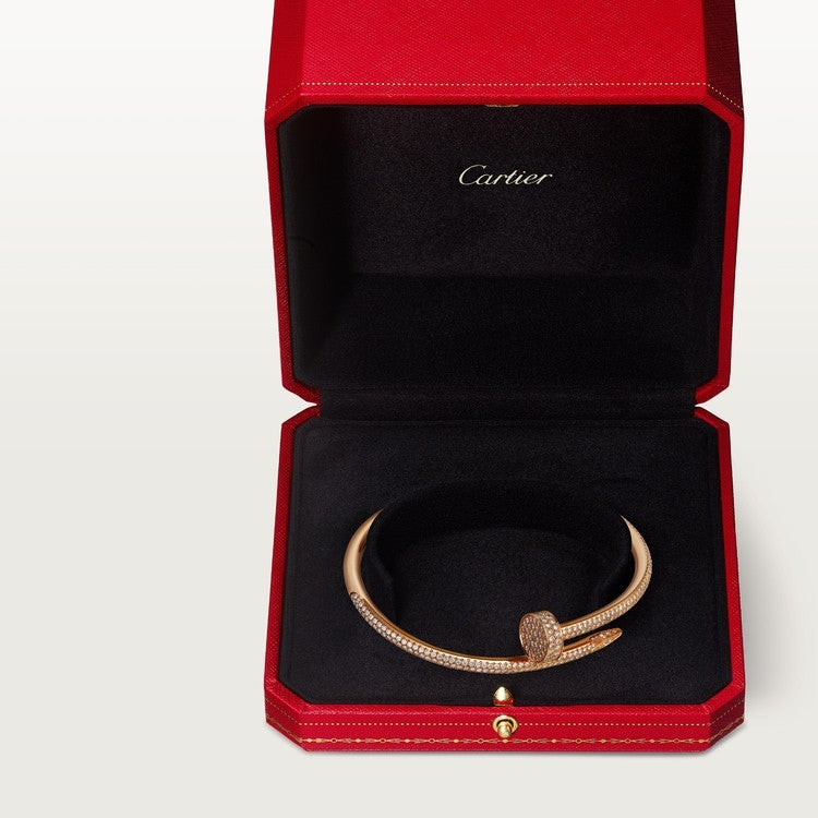 BRACELET CARTIER JUSTE UN CLOU MODÉLE CLASSIQUE SEMI PAVÉ ROSE GOLD
