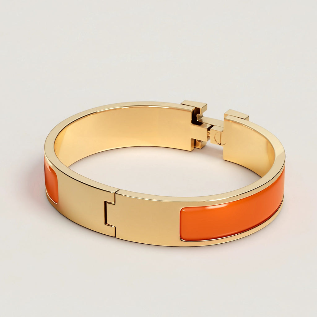 BRACELET HERMES CLIC H ORANGE FRUITE DOREE