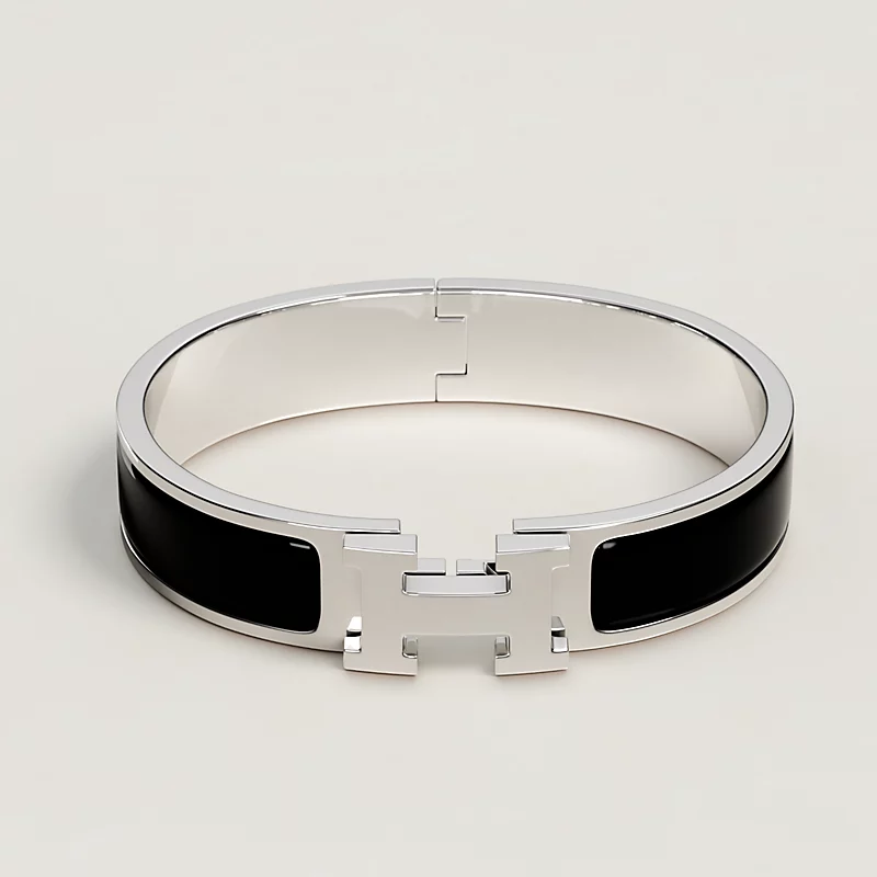 BRACELET HERMES CLIC H NOIR ARGENTE