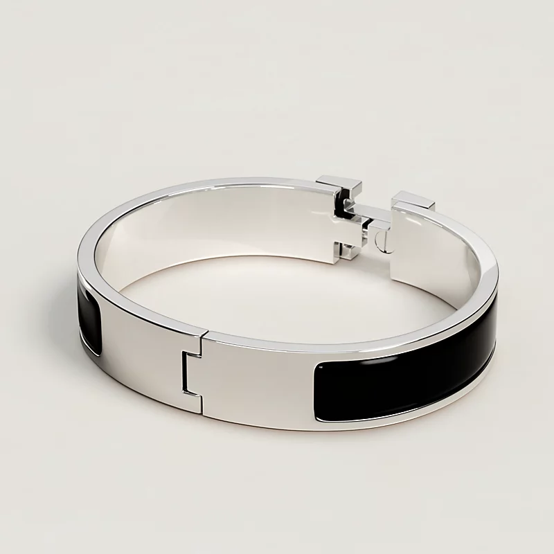 BRACELET HERMES CLIC H NOIR ARGENTE