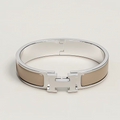 BRACELET HERMES CLIC H MARRON GLACE ARGENTE
