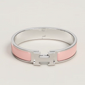 BRACELET HERMES CLIC H ROSE CANDEURE ARGENTE