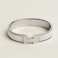 BRACELET HERMES CLIC H BLANC ARGENTE