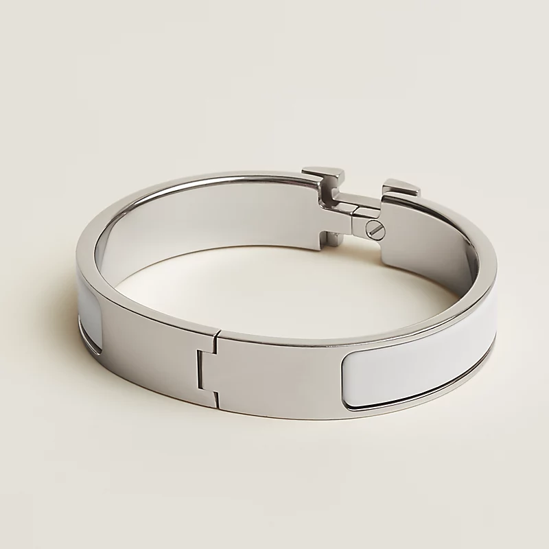 BRACELET HERMES CLIC H BLANC ARGENTE