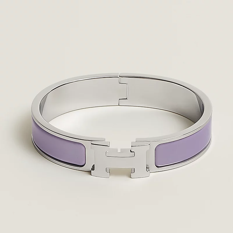 BRACELET HERMES CLIC H LILAS ARGENTE