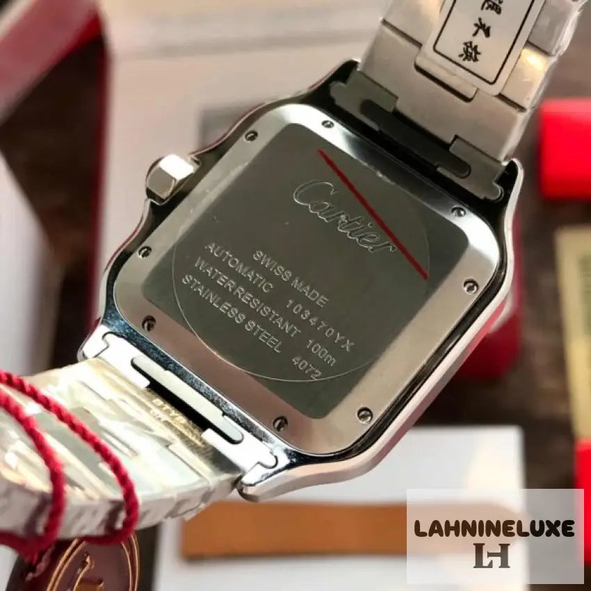 Cartier Santos De Silver Brown Swiss ETA Movement Automatic